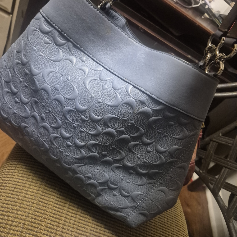 Elegant Blue Embossed Leather Bag